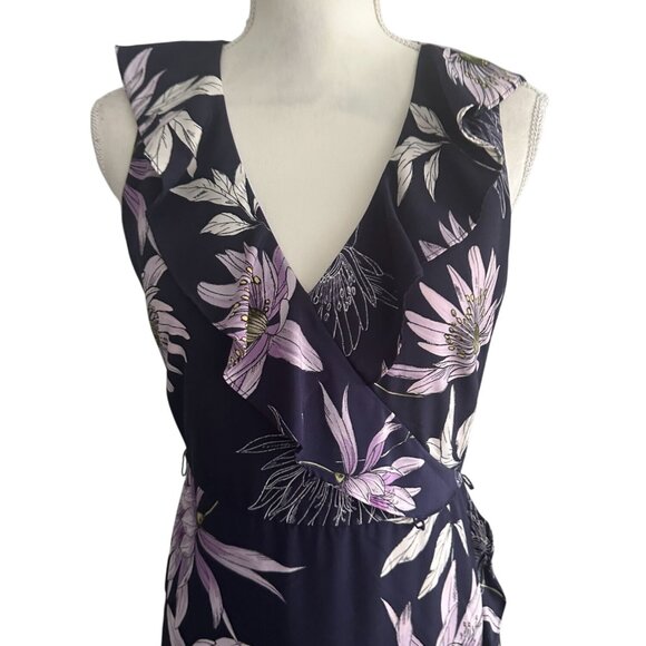 VINCE CAMUTO Purple Floral Midi Dress Size 4 - Picture 7 of 8